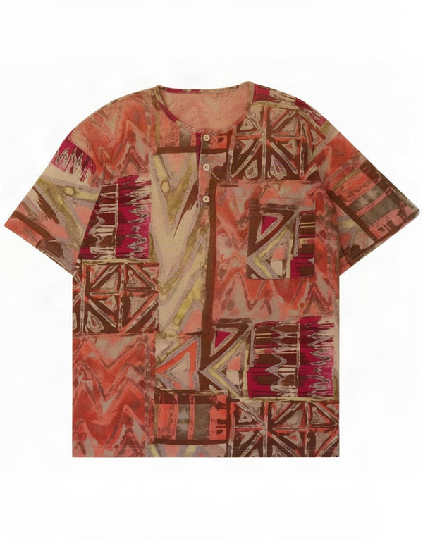 Vintage Mens Graphic T-Shirt Top Large Multicoloured Geometric