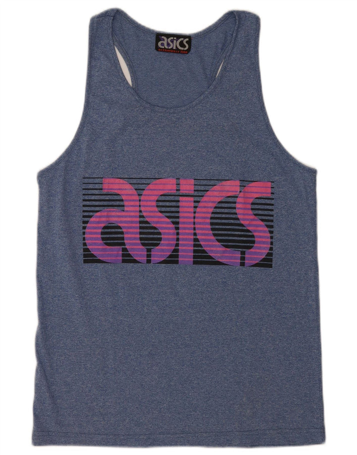 Asics Mens Graphic Vest Top XL Blue Cotton