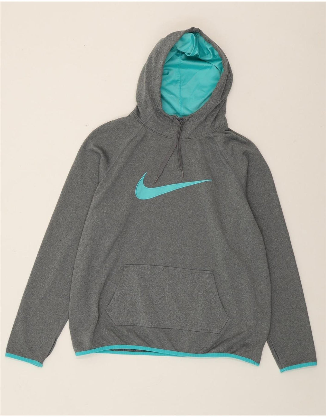 NIKE Womens Graphic Hoodie Jumper UK 18 XL Grey Polyester