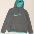 NIKE Womens Graphic Hoodie Jumper UK 18 XL Grey Polyester