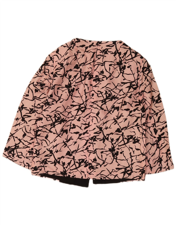 Vintage Womens Abstract Pattern 3/4 Sleeve Blazer Jacket UK 16 Large Pink