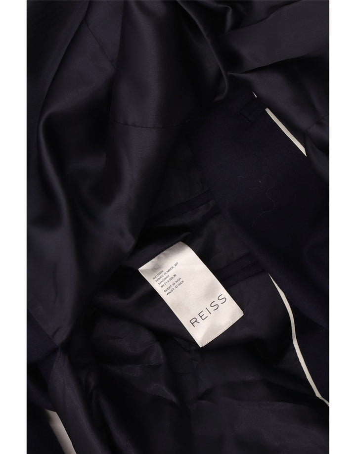 Reiss Mens 1 Button Blazer Jacket UK 38 Medium Navy Blue Wool