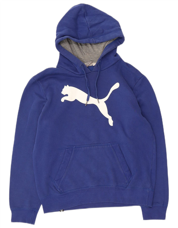 Puma Mens Graphic Hoodie Jumper Small Blue Cotton