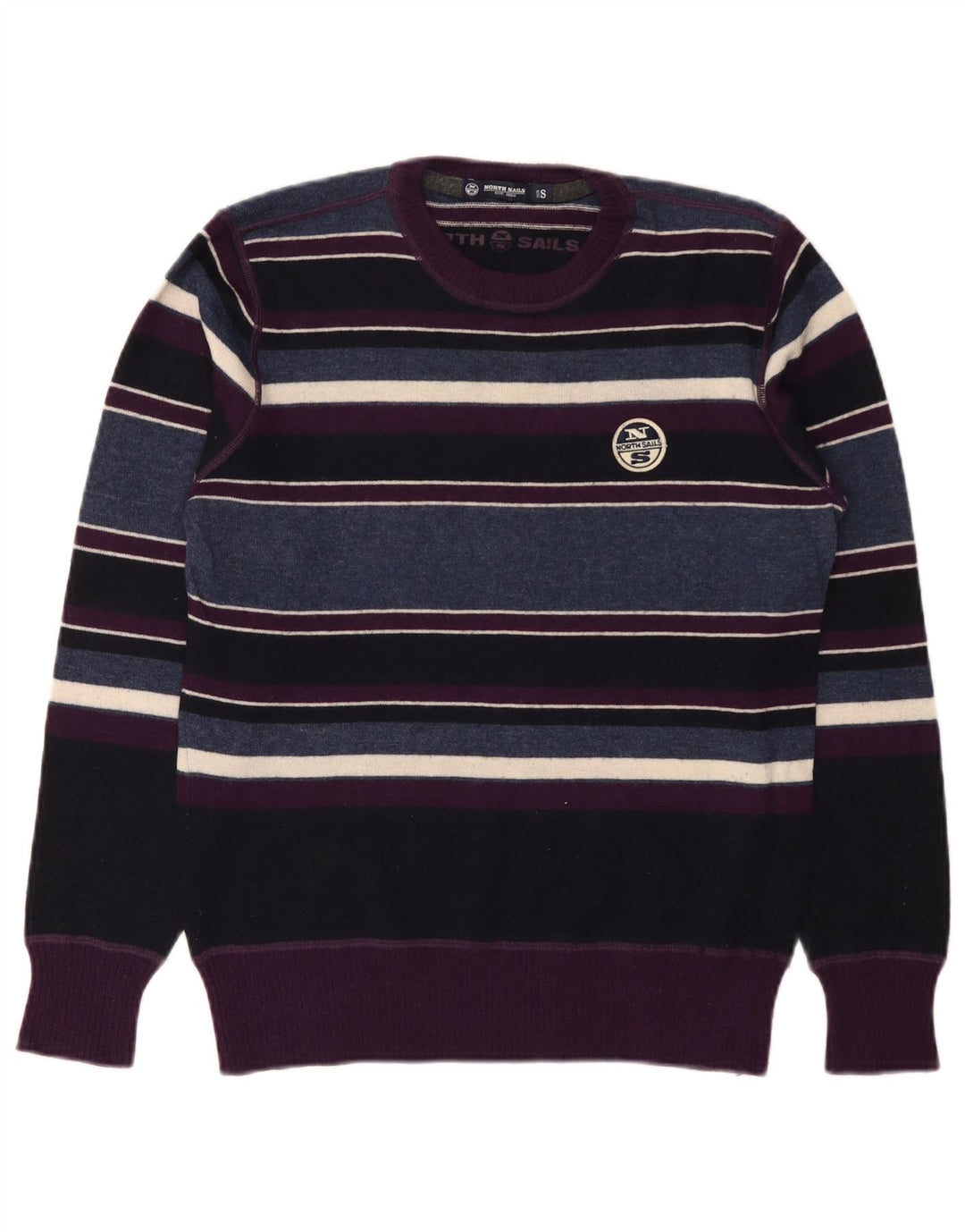 North Sails Mens Crew Neck Jumper Sweater Small Multicoloured Striped Wool
