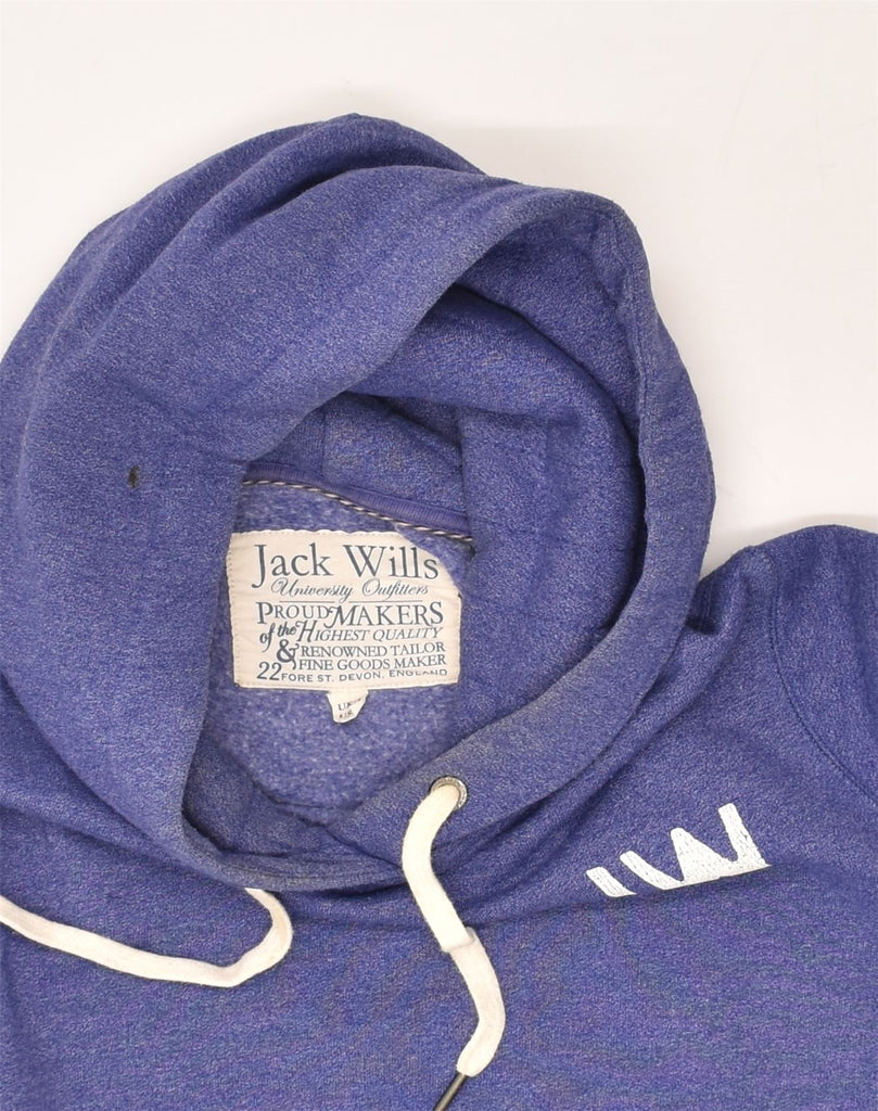 JACK WILLS Womens Graphic Hoodie Jumper UK 14 Large Purple Cotton | Vintage Jack Wills | Thrift | Second-Hand Jack Wills | Used Clothing | Messina Hembry 