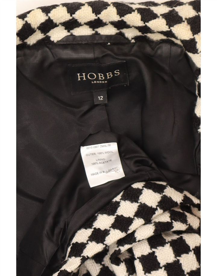 Hobbs Womens 3/4 Sleeve Bolero Jacket UK 12 Medium  Black Geometric Wool
