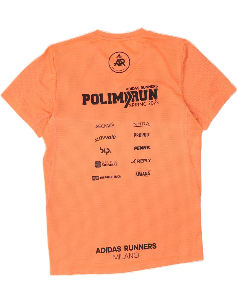 ADIDAS Mens Milano Graphic T-Shirt Top Small Orange Polyester Vintage Adidas and Second-Hand Adidas from Messina Hembry 