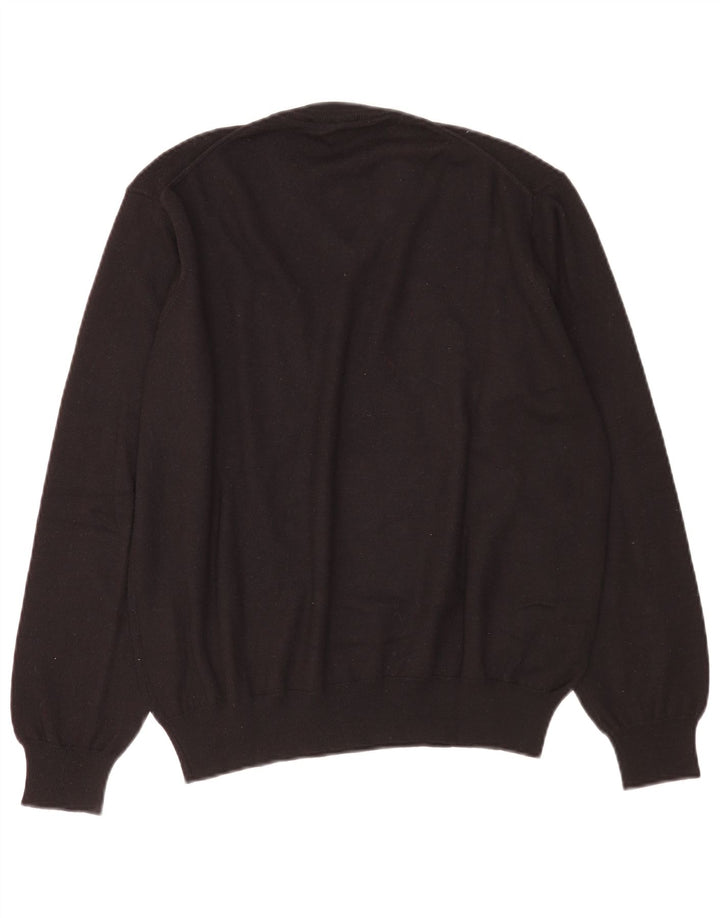 Navigare Mens V-Neck Jumper Sweater Large Black Wool