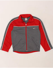 NIKE Boys Tracksuit Top Jacket 8-9 Years Small Grey Colourblock Polyester