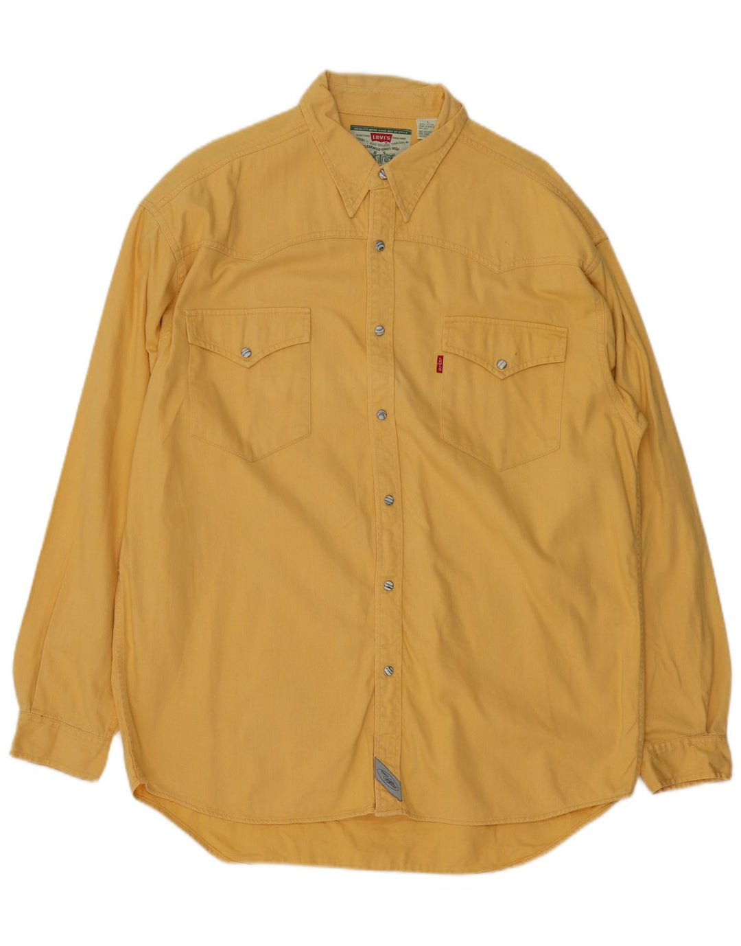 LEVI'S Mens Denim Shirt Large Yellow Cotton