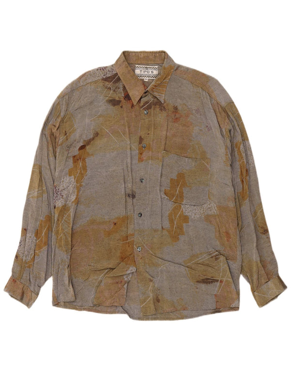 Tipo' S Mens Abstract Pattern Shirt XL Grey Viscose