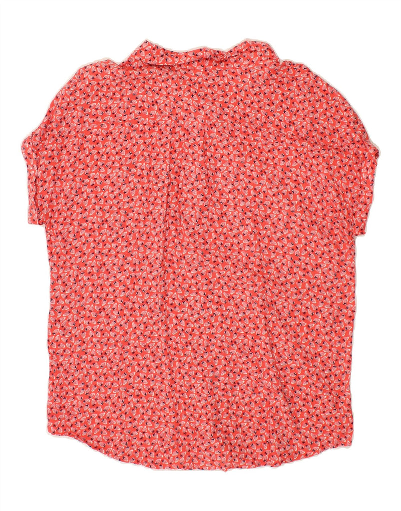 JULES Womens Abstract Pattern Short Sleeve Shirt Blouse UK 14 Large Red Vintage Jules and Second-Hand Jules from Messina Hembry 