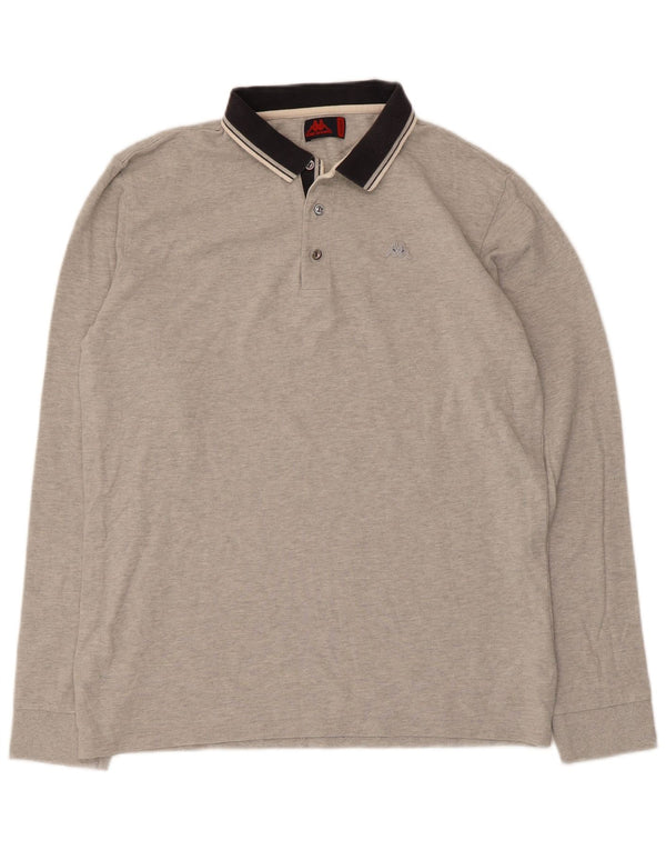 Kappa Mens Long Sleeve Polo Shirt 2XL Grey Flecked Cotton