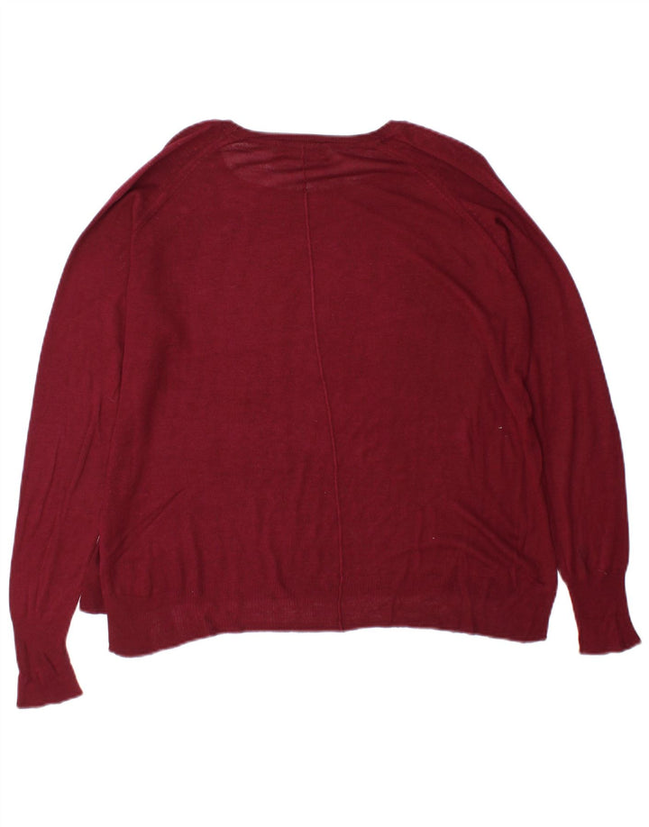 Zara Womens Oversized Boat Neck Jumper Sweater UK 14 Medium Burgundy