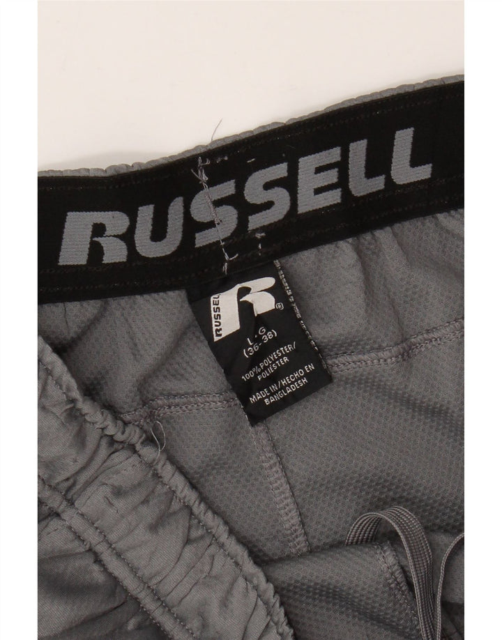 RUSSELL ATHLETIC Mens Dri-Power Sport Shorts Large Grey Colourblock