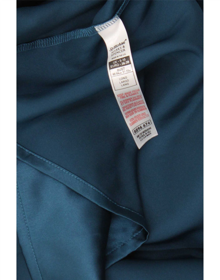 Marks & Spencer Womens Robe Maxi Dress UK 8/10 Small Blue Polyester