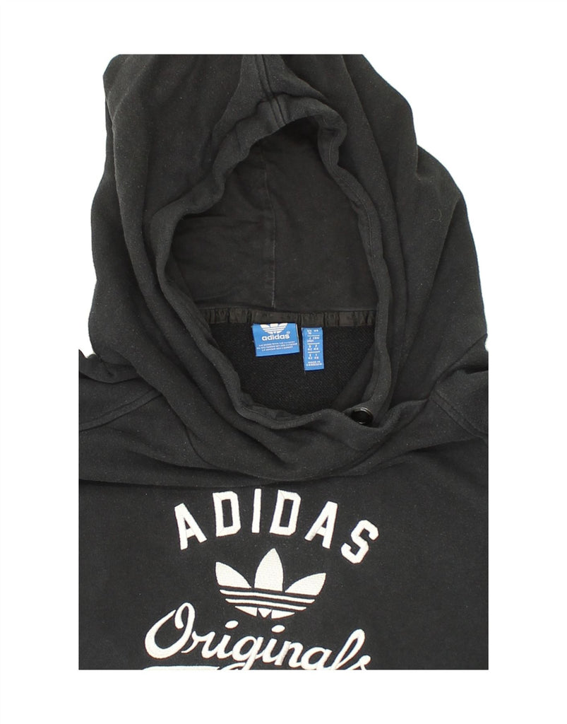 ADIDAS Womens Graphic Hoodie Jumper UK 16 Large Black Cotton | Vintage Adidas | Thrift | Second-Hand Adidas | Used Clothing | Messina Hembry 