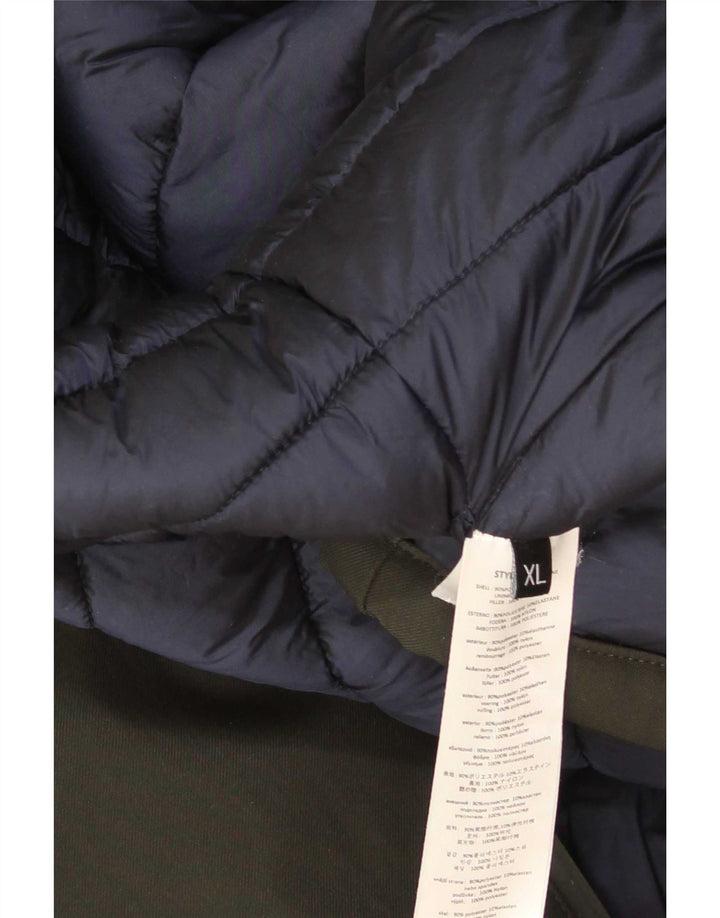 Vintage Mens Hooded Padded Jacket UK 42 XL Green Polyester