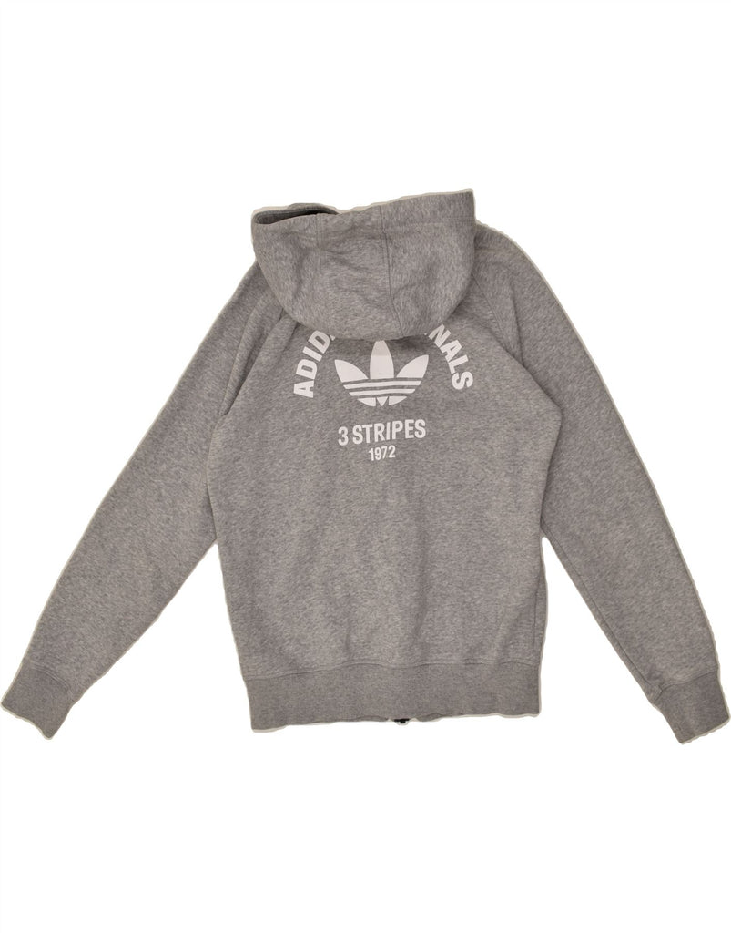 ADIDAS Womens Graphic Zip Hoodie Sweater UK 14 Large Grey Cotton | Vintage Adidas | Thrift | Second-Hand Adidas | Used Clothing | Messina Hembry 