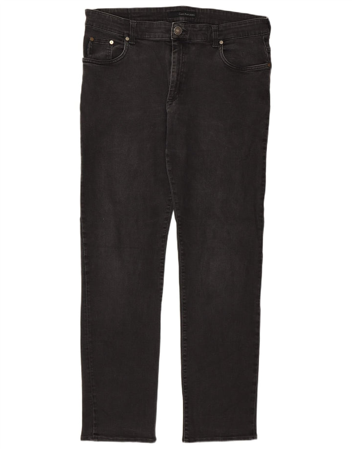 Calvin Klein Mens Straight Jeans W36 L32 Grey Cotton