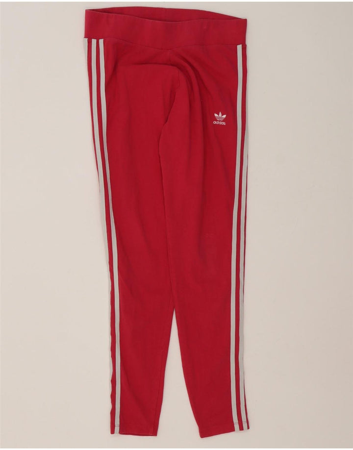 Adidas Womens Leggings UK 14 Medium Pink Cotton
