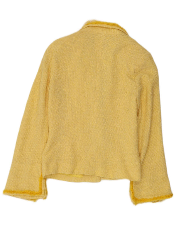 Morgan Womens Blazer Jacket UK 12 Medium Yellow Cotton