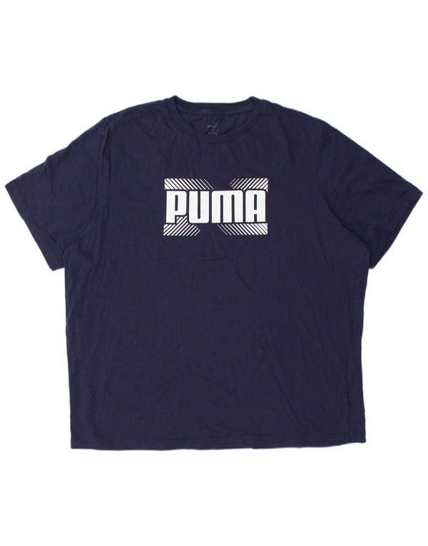 Puma Mens Graphic T-Shirt Top 2XL Navy Blue Cotton