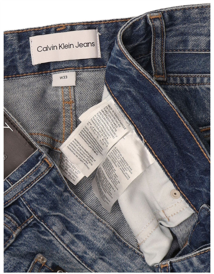 Calvin Klein Mens Straight Jeans W33 L31 Blue Cotton