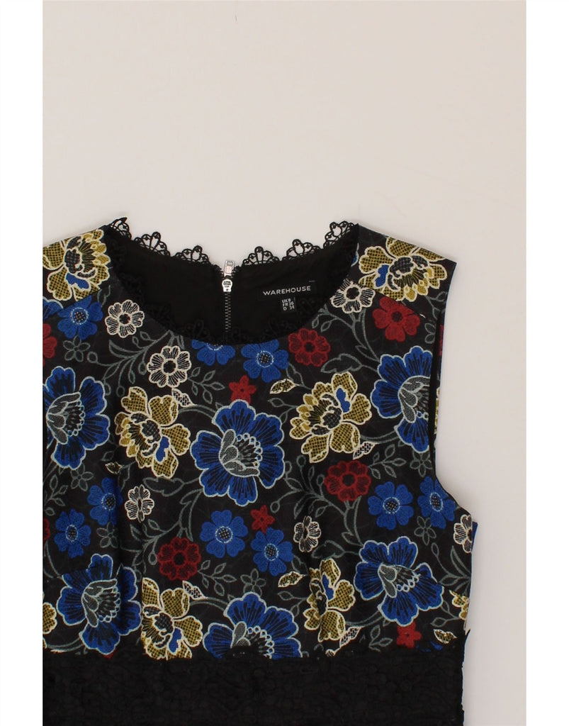 WAREHOUSE Womens Sleeveless Bodycon Dress UK 8 Small Black Floral Vintage Warehouse and Second-Hand Warehouse from Messina Hembry 