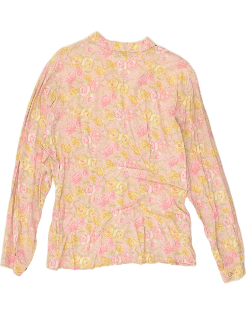 VINTAGE Womens Shirt UK 14 Medium Pink Floral Viscose | Vintage Vintage | Thrift | Second-Hand Vintage | Used Clothing | Messina Hembry 