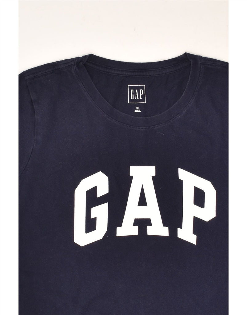 GAP Womens Graphic T-Shirt Top UK 12 Medium Navy Blue Cotton | Vintage Gap | Thrift | Second-Hand Gap | Used Clothing | Messina Hembry 