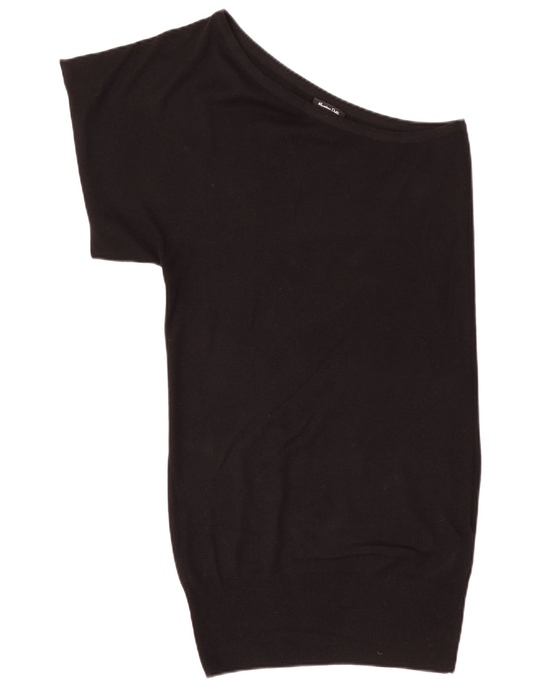 Massimo Dutti Womens One Shoulder Jumper Dress UK 12 Medium Black Silk