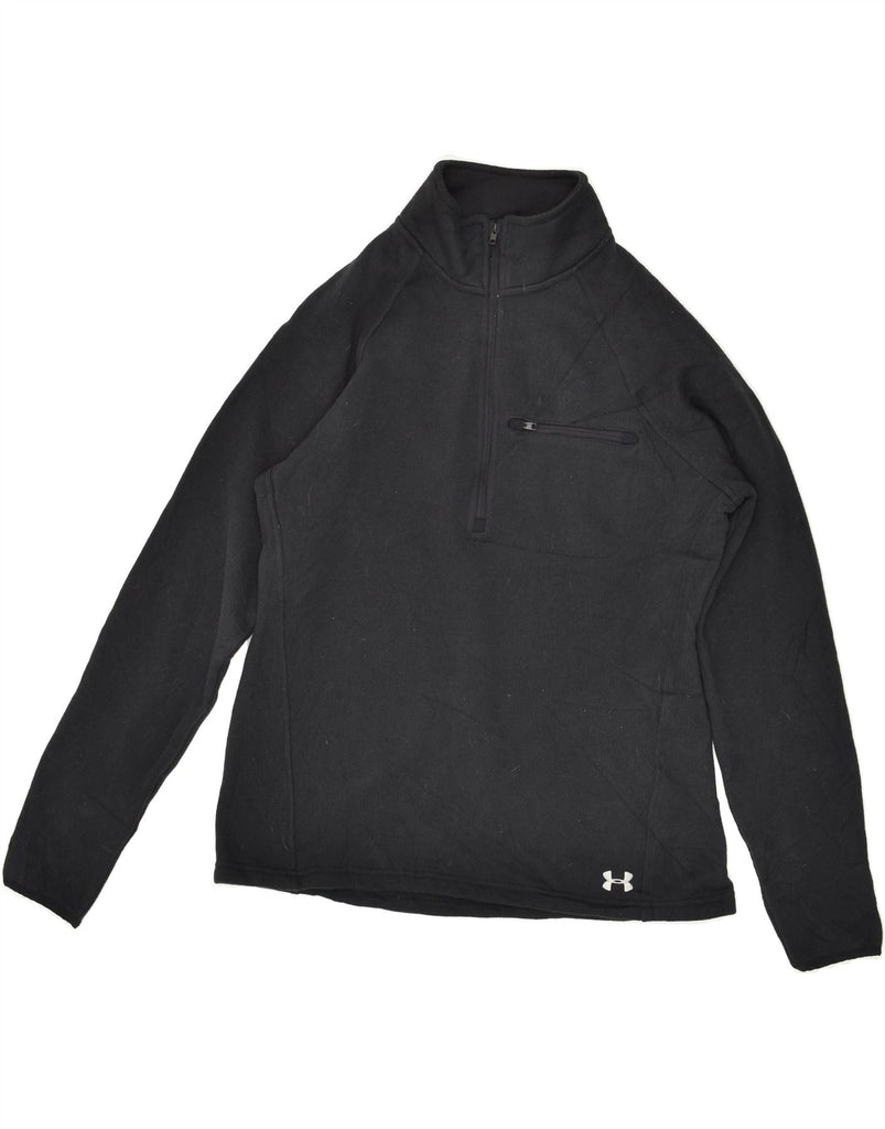 UNDER ARMOUR Mens Zip Neck Sweatshirt Jumper Large Black Polyester Vintage Under Armour and Second-Hand Under Armour from Messina Hembry 