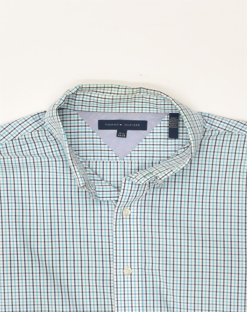 TOMMY HILFIGER Mens Shirt Size 17 1/2 XL Blue Check Cotton | Vintage Tommy Hilfiger | Thrift | Second-Hand Tommy Hilfiger | Used Clothing | Messina Hembry 