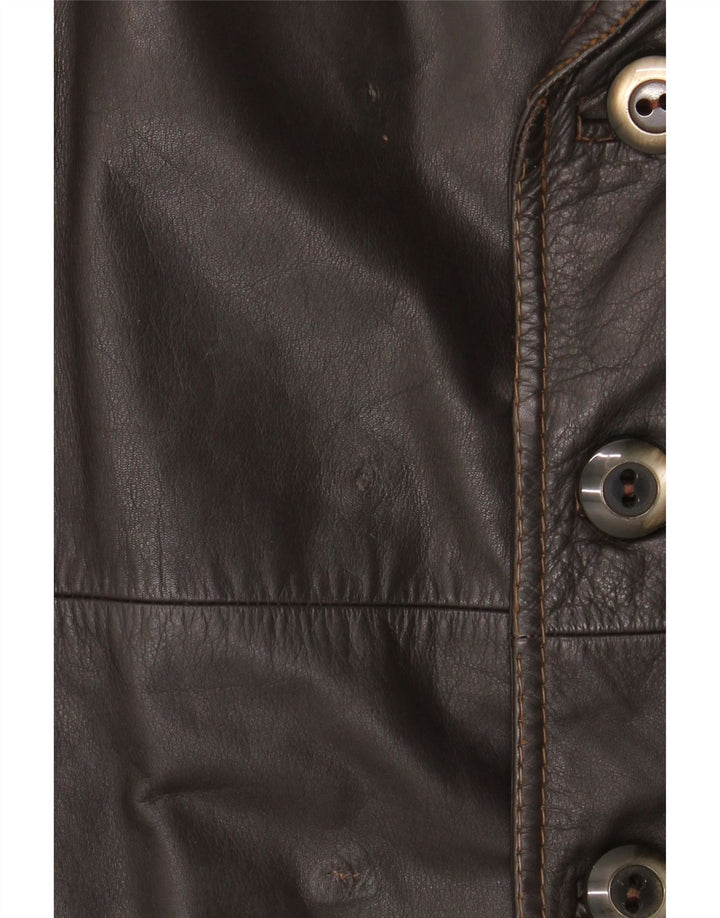 Vintage Mens Leather Coat UK 38 Medium Brown