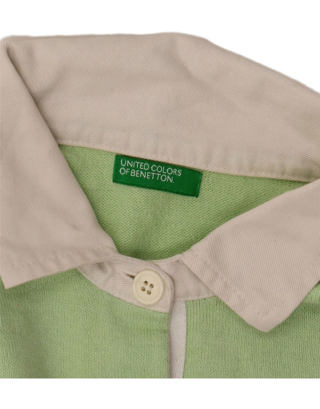 BENETTON Womens Polo Shirt UK 16 Large Green Colourblock Cotton