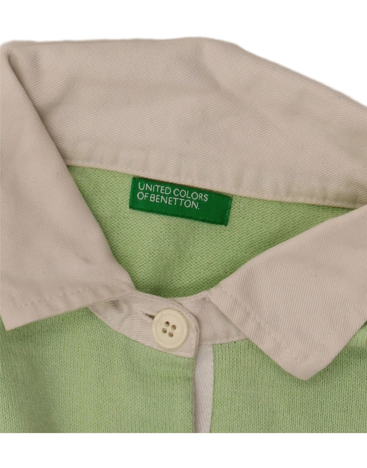 BENETTON Womens Polo Shirt UK 16 Large Green Colourblock Cotton
