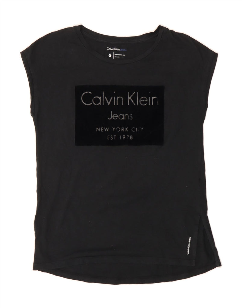 CALVIN KLEIN JEANS Womens New York Graphic T-Shirt Top UK 10 Small Black Vintage Calvin Klein Jeans and Second-Hand Calvin Klein Jeans from Messina Hembry 