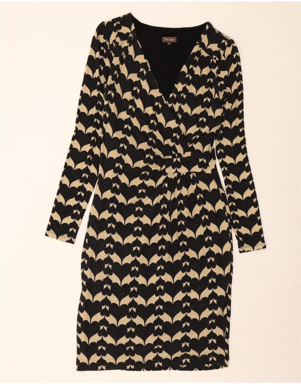 Phase Eight Womens Long Sleeve Sheath Dress UK 12 Medium Black Geometric