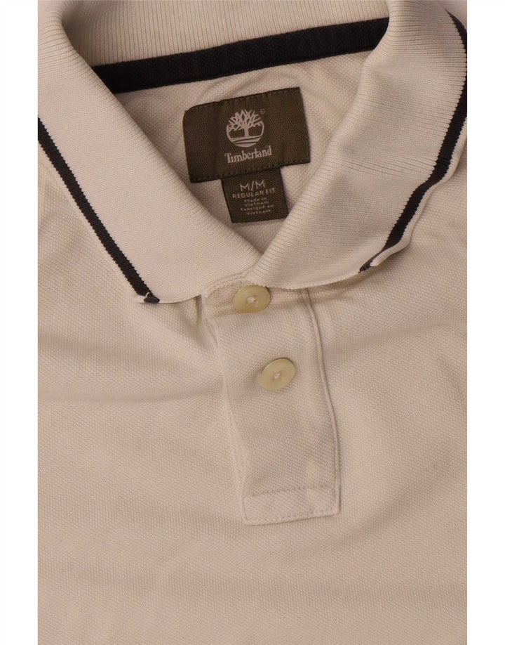 Timberland Mens Regular Fit Polo Shirt Medium White Striped Cotton