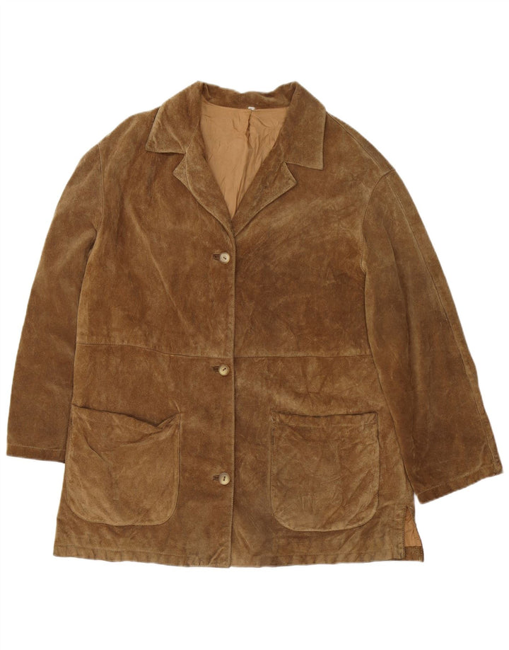 Vintage Womens Loose Fit Suede Jacket UK 14 Medium Brown