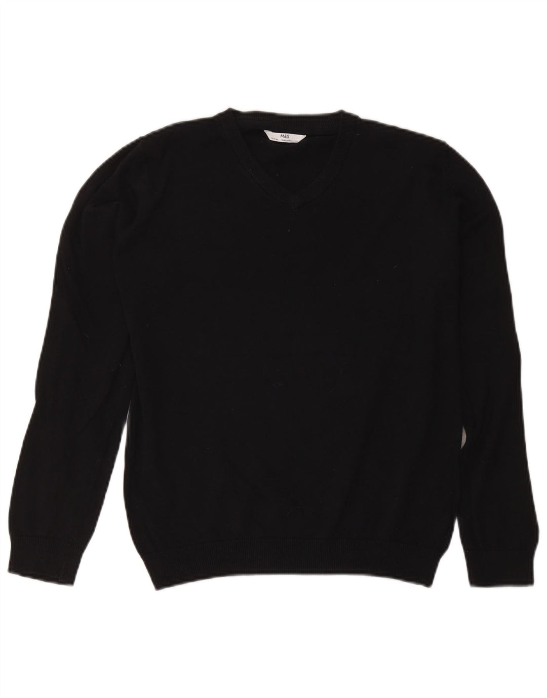 Marks & Spencer Boys V-Neck Jumper Sweater 13-14 Years Black Cotton