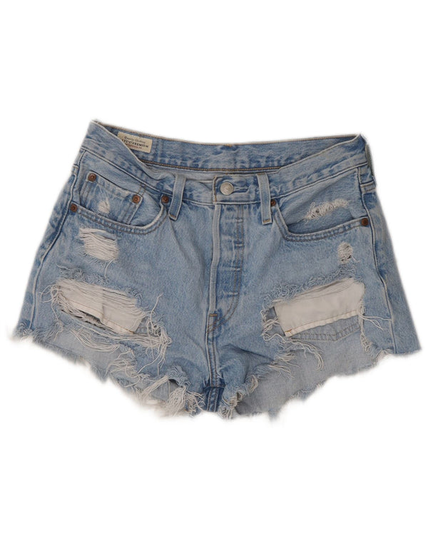 Levi's Womens 501 High Waist Distressed Denim Shorts W27 Small Blue Cotton