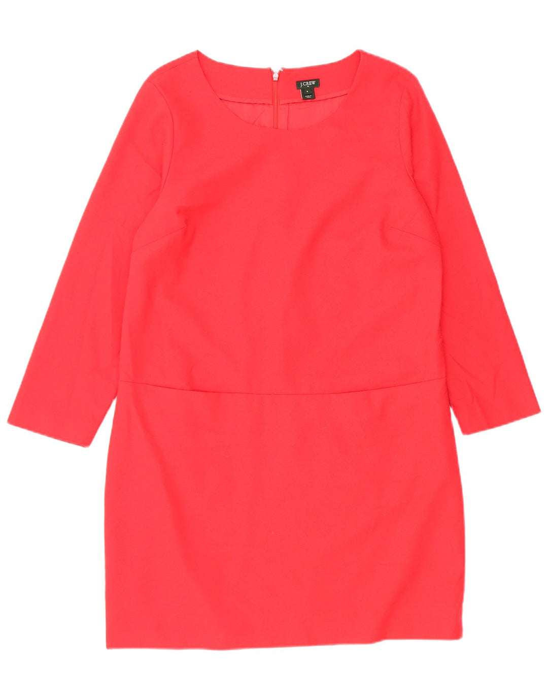 J. Crew Womens 3/4 Sleeve Shift Dress US 8 Medium Red Wool