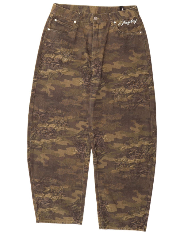 Playboy x Sumwon Womens Graphic Tapered Jeans Medium W32 L31 Khaki