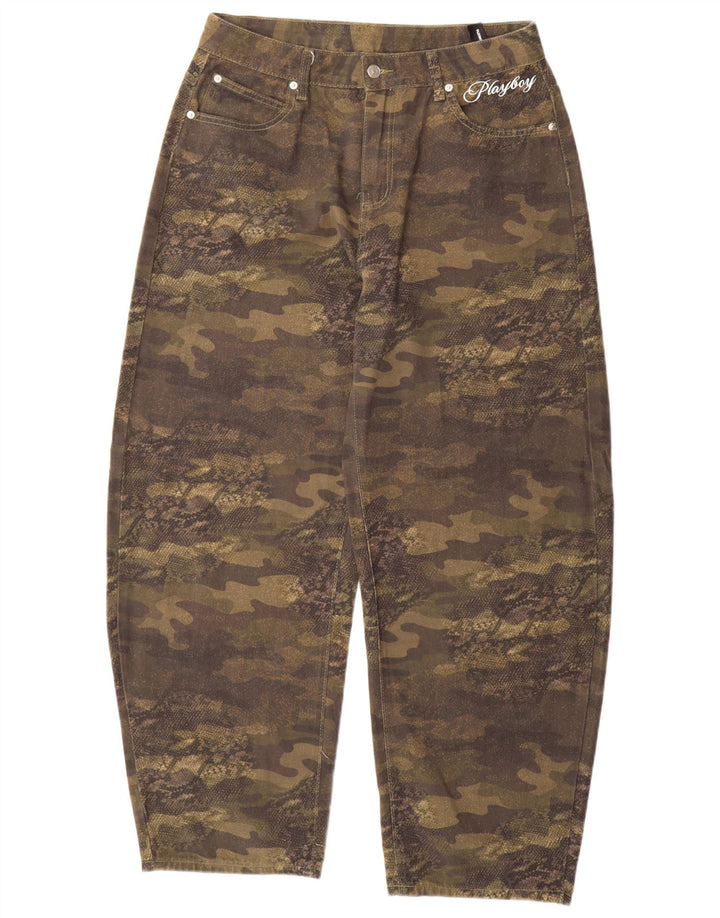 Playboy x Sumwon Womens Graphic Tapered Jeans Medium W32 L31 Khaki