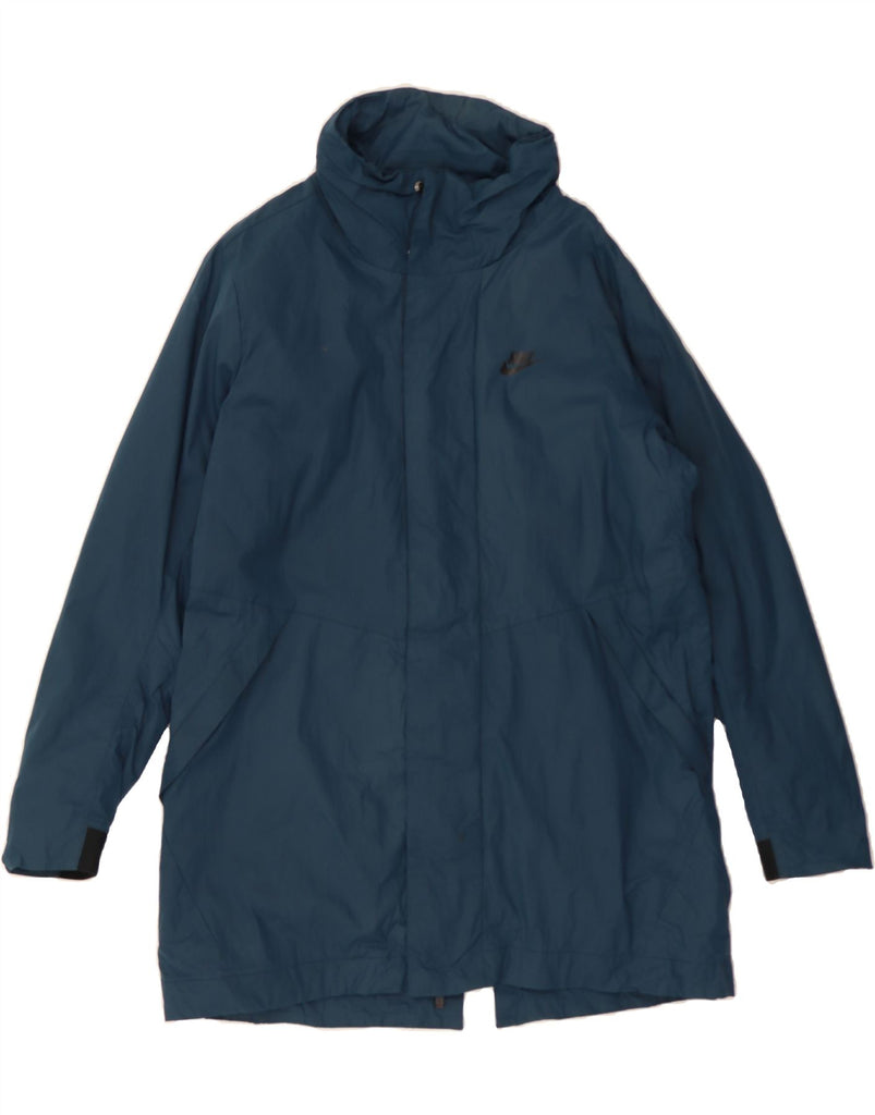 NIKE Mens Hooded Raincoat UK 38 Medium Blue Nylon Vintage Nike and Second-Hand Nike from Messina Hembry 
