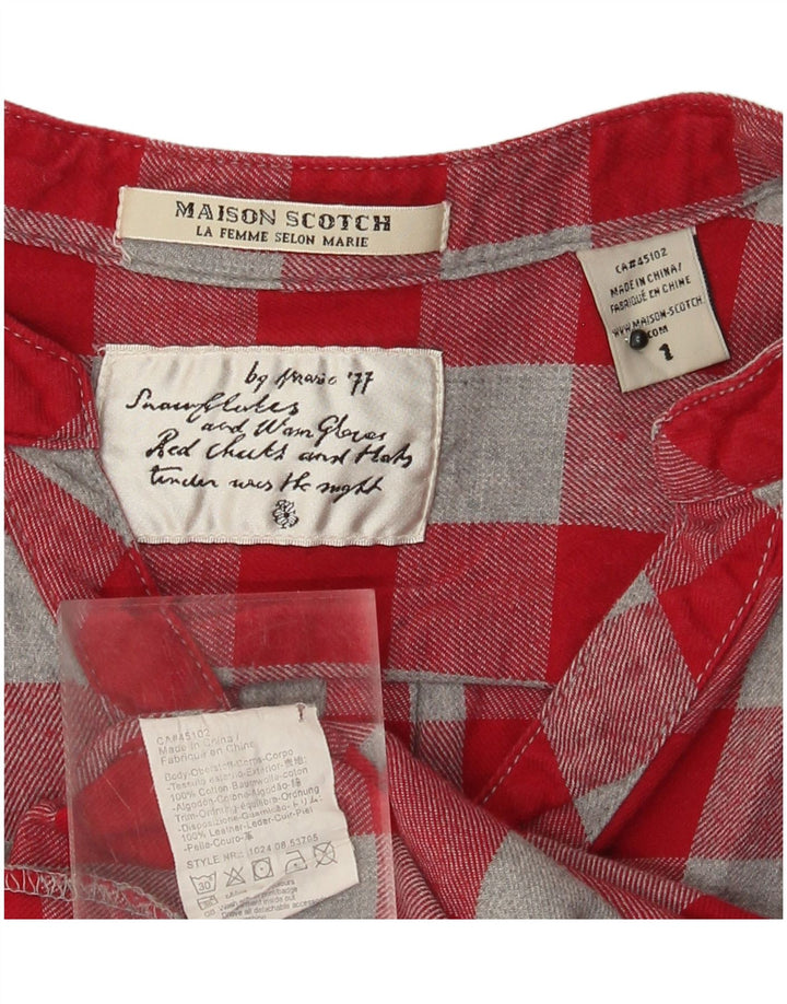 MAISON SCOTCH Womens Pullover Shirt UK 12 Medium Red Check Cotton
