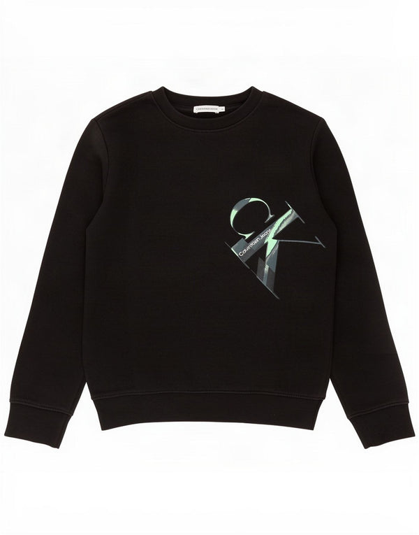 Calvin Klein Jeans Womens Graphic Sweatshirt Jumper UK 14 large Black