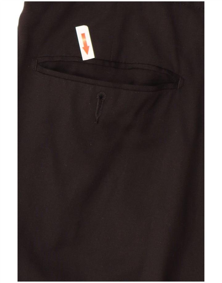 Marks & Spencer Mens Pegged Suit Trousers Size 34 W34 L31 Black New Wool